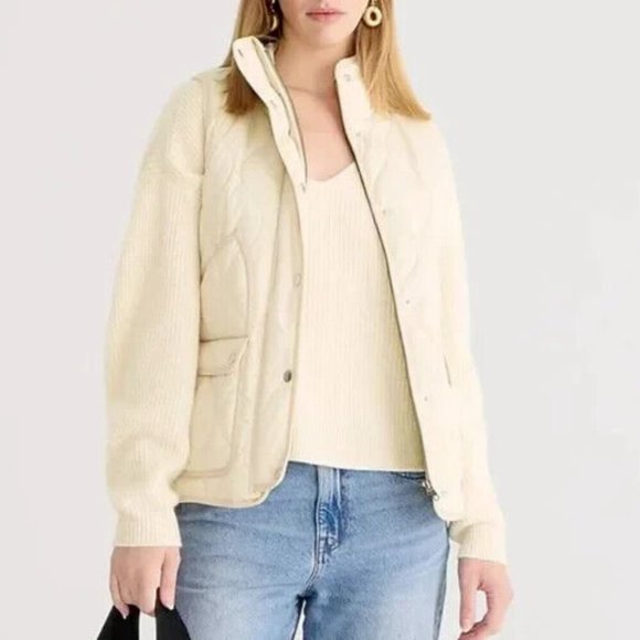 J. Crew Signature Puffer Quilted Zip Vest Women's Small Neutral Quiet Luxury - Picture 1 of 12